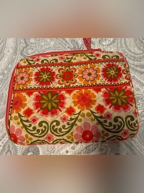 Vera Bradley Pink Orange Floral Tablet Quilted Pouch